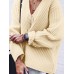 Women Puff Sleeve V  Neck Pleated Spliced Solid Loose Thick Fashion Sweaters