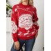 Women Christmas Thermal Knit Cartoon Santa Pattern Casual Sweaters