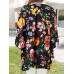 Flower Print Dolman Sleeve Loose Open Front Cardigan