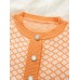 Women Diamond Square Pattern Geometric Literal Crop Top Cardigan