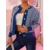 Women Diamond Square Pattern Geometric Literal Crop Top Cardigan