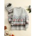 Women Christmas Elements Claret Vintage with Scarf Casual Sweaters