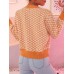 Women Diamond Square Pattern Geometric Literal Crop Top Cardigan