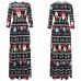 Women Christmas Heart Printing Pattern Long Sleeves Dress Skirt