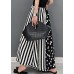 Black White Dot Striped Print Patchwork Wide Leg Pants High Waist Pockets Summer