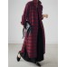 Women Plaid Retro Button Cuffs Split Side Pockets Lapel Long Sleeve Shirtdress Cardigan