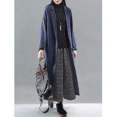 Women Headed Weave Solid Casual Elegant Lapel Collar Cardigan with Pocket