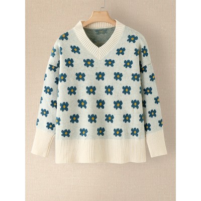 Women Knitted Mild Apricot Color Preepy Youngster Korean Style Sweater