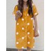 Cottagecore Polka Dot Pocket Button Split Shirt Dress